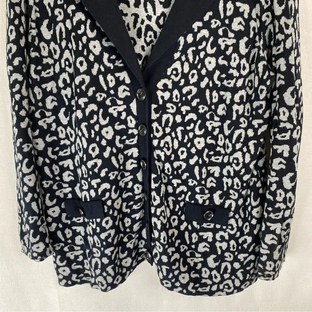Lane Bryant Cardigan Women’s 18/20 Black Gray Cotton Button Front Animal Print - Picture 4 of 9